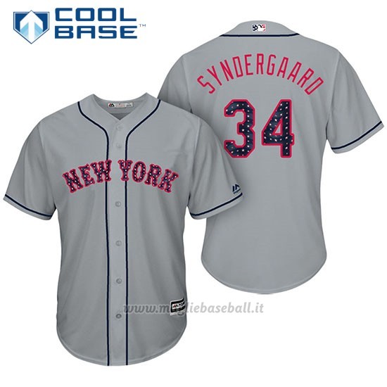 Maglia Baseball Uomo New York Mets 2017 Estrellas y Rayas Noah Syndergaard Grigio Cool Base
